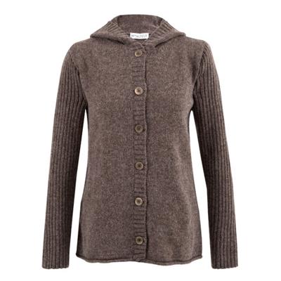 Gebreid wollen vest met capuchon en knopen, noga 44/46