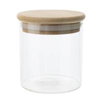 Voorraadpot/bewaarpot 330 ml glas met houten deksel - Voorraadpot