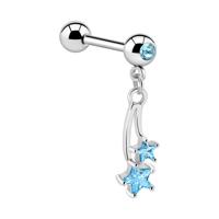 Jeweled Barbell with Charm Chirurgisch staal 316L / Belegde messing Barbells - thumbnail