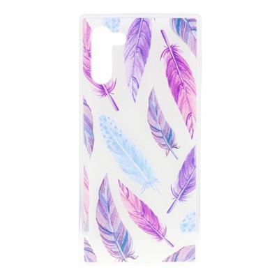 Shop4 - Samsung Galaxy Note 10 Hoesje - Zachte Back Case Kleurrijke Veren Transparant