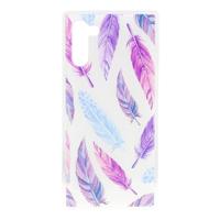Shop4 - Samsung Galaxy Note 10 Hoesje - Zachte Back Case Kleurrijke Veren Transparant