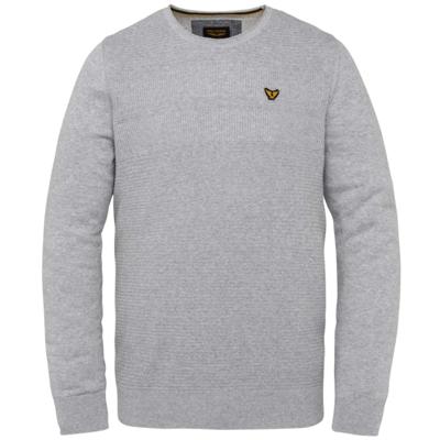 R-neck cotton knit grey melee