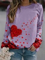 Casual Heart/Cordate Crew Neck Loose Sweatshirt - thumbnail