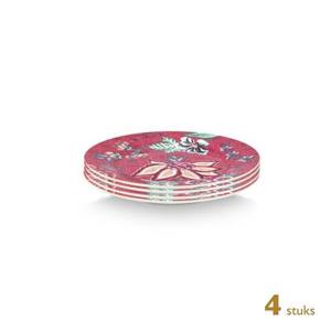 Pip Studio Borden - Flower Festival Donker Roze - Ø 17cm - Set van 4