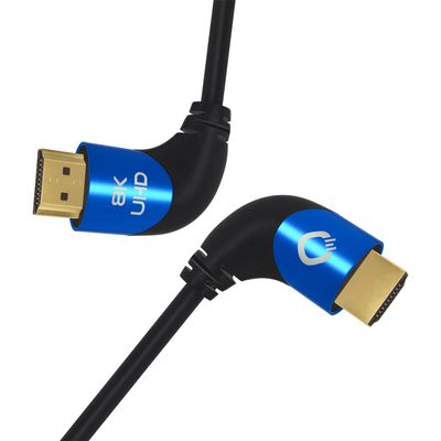 Oehlbach D1C42540 HDMI-kabel HDMI Aansluitkabel HDMI-A-stekker, HDMI-A-stekker 1.00 m Zwart 8K UHD, 90° haaks naar links, Afgeschermd (drievoudig)