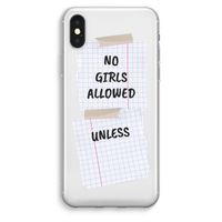 No Girls Allowed Unless: iPhone XS Max Transparant Hoesje - thumbnail