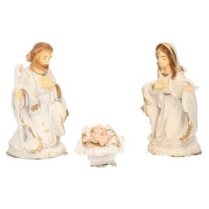 Kerststal beelden / figuren wit 3 stuks in doos 21 x 16 x 6,5 cm