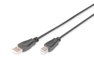 Digitus USB-kabel USB 2.0 USB-A stekker, USB-B stekker 1.00 m Zwart Rond, Afgeschermd (dubbel) AK-300105-010-S