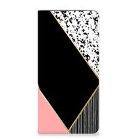 Samsung Galaxy A14 5G Stand Case Zwart Roze Vormen - thumbnail