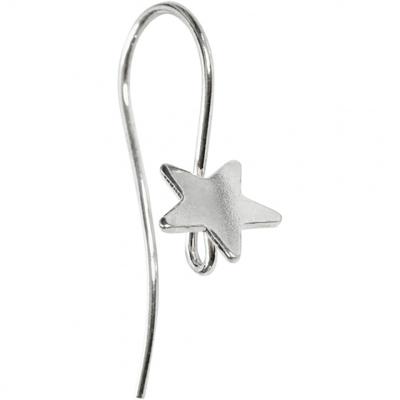 Creotime oorbellen ster 24 mm verzilverd 6 stuks