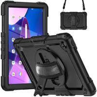 Lenovo Tab M10 Plus Gen 3 Heavy Duty 360 Case met Draagriem - Zwart