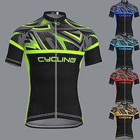 Voor heren Wielrenshirt Korte mouw Fietsen Shirt Kleding Bovenlichaam met 3 achterzakken Bergracen Wegwielrennen Ademend Sneldrogend Vochtregelerend Zacht Geel Rood Blauw Polyester Sport Kleding Lightinthebox