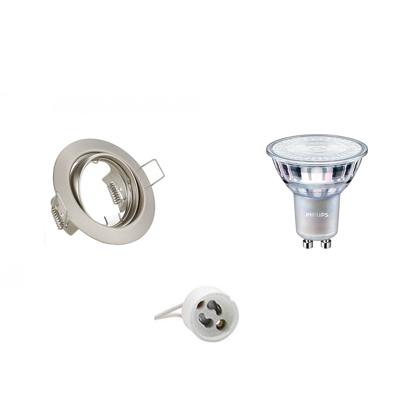 LED Spot Set - GU10 Fitting - Inbouw Rond - Mat Nikkel - Kantelbaar Ø83mm - Philips - MASTER 927 36D VLE - 4.9W - Warm Wit 2200K-2700K - DimTone Dimbaar