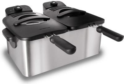 Inventum GF461 friteuse Frituurpan 5 l Dubbel Zwart, Roestvrijstaal Vrijstaand 3600 W Inventum GF461 friteuse Frituurpan 5 l Dubbel Zwart, Roestvrijstaal Vrijstaand 3600 W