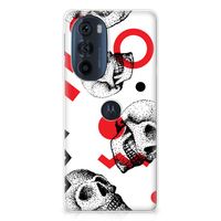 Silicone Back Case Motorola Edge 30 Pro Skull Red - thumbnail