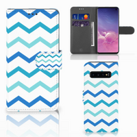 Samsung Galaxy S10 Telefoon Hoesje Zigzag Blauw