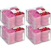 48x Geurtheelichtjes cranberry/roze 4 branduren