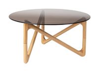 Dutchbone Ronde Salontafel Naia Eikenhout en glas, 80cm - thumbnail