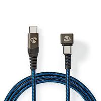 Nedis Gaming USB-C 180° haaks naar USB-C kabel - USB2.0 - tot 20V/3A / blauw - 1 meter