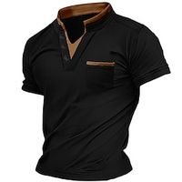 Voor heren Henley-shirt T-shirt Effen V-hals Straat Vakantie Korte Mouw Voorvak Kleding Modieus Ontwerper Basic Lightinthebox - thumbnail