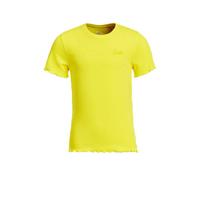 WE Fashion ribgebreid T-shirt met borduursels geel