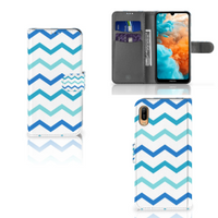 Huawei Y6 (2019) Telefoon Hoesje Zigzag Blauw