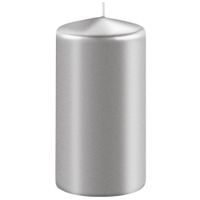 1x Kaarsen metallic zilver 6 x 8 cm 27 branduren sfeerkaarsen   -