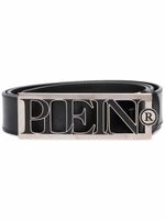 Philipp Plein ceinture en cuir à plaque logo - Noir