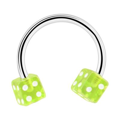 Circular barbell met dobbelsteenaccessoire Chirurgisch staal 316L / Acryl Circular Barbells Circular barbell met dobbelsteenaccessoire Chirurgisch staal 316L / Acryl Circular Barbells