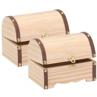 2x stuks Houten kistjes ronde deksel 15 x 10 cm hobby/knutselmateriaal