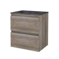 Badmeubelset Aquasplash Salt 60x46 cm Greeploos 2 Lades Met Wastafel Hardsteen 1 Kraangat Scotch Oak Aquasplash - thumbnail