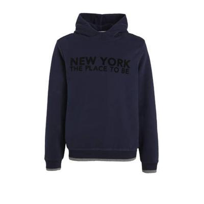s.Oliver hoodie met tekst donkerblauw/zwart