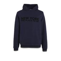 s.Oliver hoodie met tekst donkerblauw/zwart