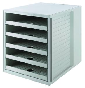 Ladebak SCHRANK-SET KARMA, DIN A4, 5 open laden, grijs