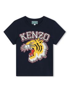 Kenzo Kids t-shirt en coton à logo imprimé - Bleu