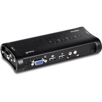 TRENDnet TK-409K 4-poorts USB KVM Switch en Kabel Kit met audio (beheer van 4 computers, USB Switch, Windows/Linux, Auto Scan, VGA/SVGA HDB, 15-pins)