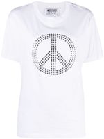 MOSCHINO JEANS t-shirt en coton à ornements en cristal - Blanc