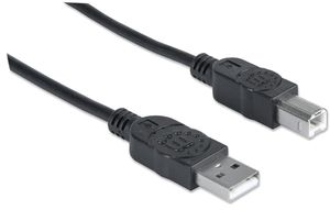 Manhattan USB-kabel USB 2.0 USB-A stekker, USB-B stekker 3.00 m Zwart Vergulde steekcontacten, UL gecertificeerd 333382-CG