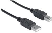 Manhattan USB-kabel USB 2.0 USB-A stekker, USB-B stekker 3.00 m Zwart Vergulde steekcontacten, UL gecertificeerd 333382-CG - thumbnail