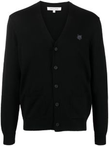 Maison Kitsuné cardigan en laine à col v - Noir