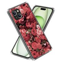 iPhone 15 Plus Stijlvolle Ultradunne TPU Hoesje - Rode Bloemen - thumbnail