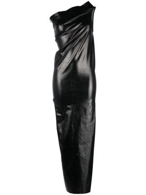 Rick Owens robe longue Athena à une épaule - Noir