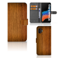 Samsung Galaxy Xcover 6 Pro Book Style Case Donker Hout - thumbnail