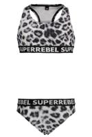 SUPERREBEL Meisjes bikini sportief - Luipaard grijs AOP