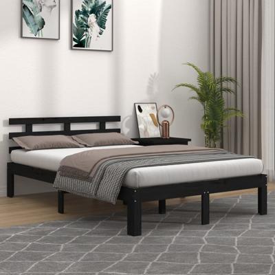 Bedframe massief hout zwart 180x200 cm 6FT Super King
