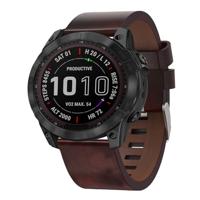 By Qubix - Leren bandje - Bruin - Compatible met Garmin Fenix 7X / 6X / 5X - Compatible Garmin bandje
