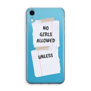 No Girls Allowed Unless: iPhone XR Transparant Hoesje