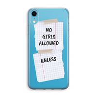 No Girls Allowed Unless: iPhone XR Transparant Hoesje - thumbnail