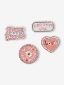 Set van 4 opstrijkbadges voor meisjes rozen