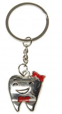 LG Imports sleutelhanger tand junior 3 cm zilver/rood LG Imports sleutelhanger tand junior 3 cm zilver/rood
